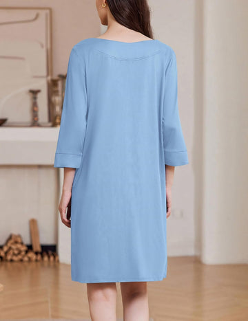ekouaer-robes-morgenmantel-zip-3-4-arm-knielang-blumen image 5