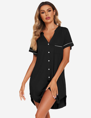 ekouaer-nightgowns-button-nachthemd-kurzarm-stillen image 7