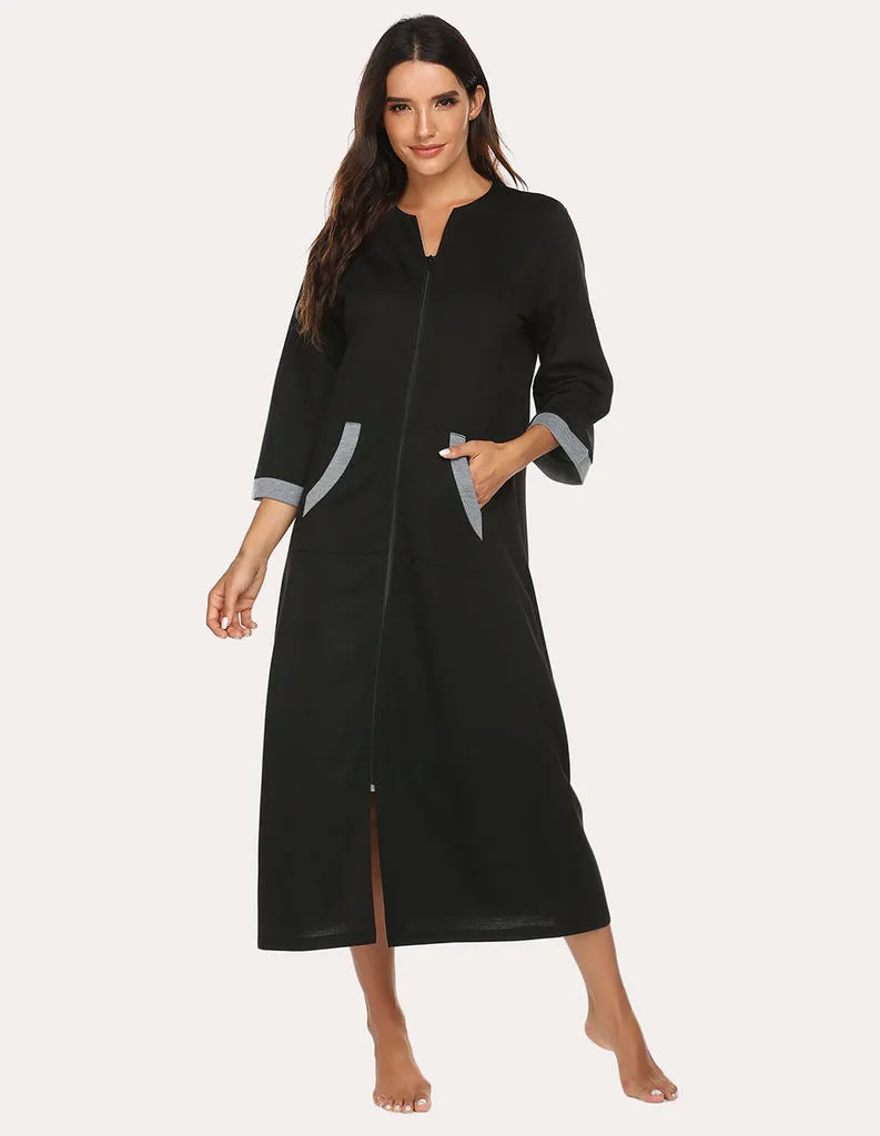 ekouaer-robes-bademantel-3-4-arm-reiverschluss-lang image 1