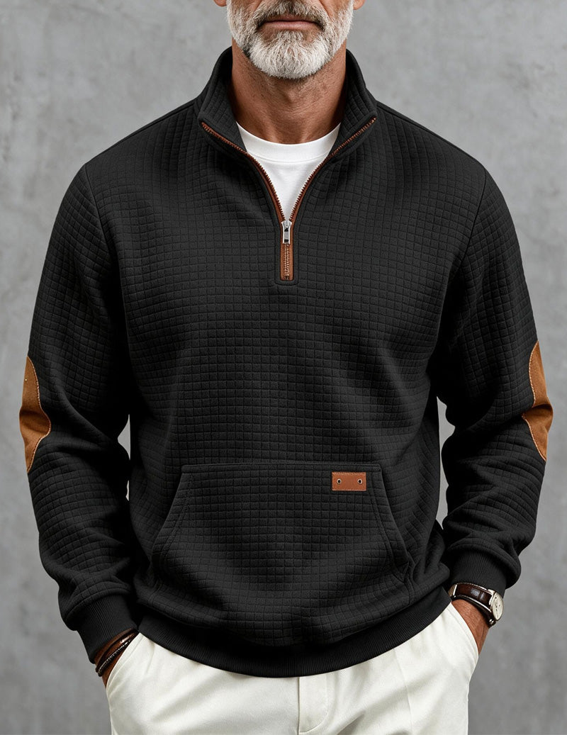 ekouaer-men-quarter-zip-pullover-sweatshirt-herren-schwarz-l-mit-taschen image 5