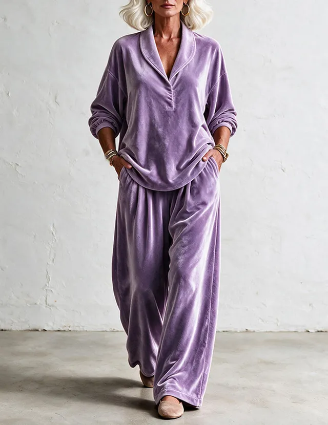 ekouaer-velvet-notch-pyjama-weinrot-samt-knopfleiste image 1