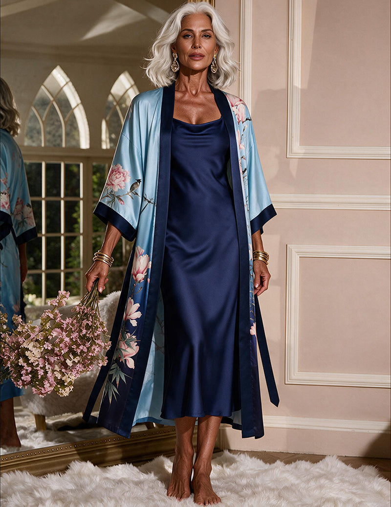 ekouaer-robes-satin-set-zebra-prism-leo-kimono-nachthemd image 3