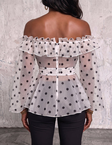 ekouaer-mesh-off-shoulder-crop-top-bluse-wei-punkte image 3