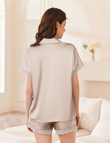 ekouaer-pajama-sets-satin-pyjama-shorts-knopfleiste-sommer image 3