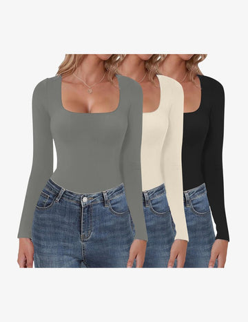 ekouaer-pajama-sets-langarmshirt-square-neck-3er-pack image 3