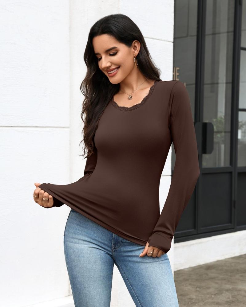 ekouaer-thermals-thermooberteil-khaki-spitze-gr-m image 6
