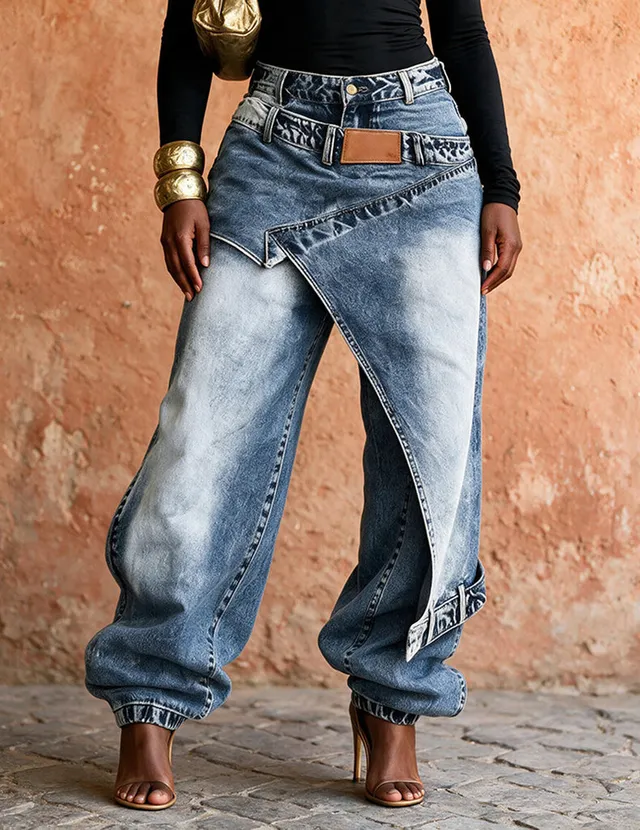 ekouaer-stretch-jeans-gerade-blau-denim-hose-damen image 1