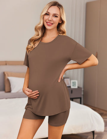ekouaer-pyjama-set-kurzarm-umstand-lockerer-sitz-2-teilig image 5