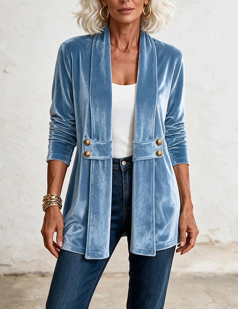 ekouaer-robes-velvet-cardigan-samt-mittellang-offen image 1