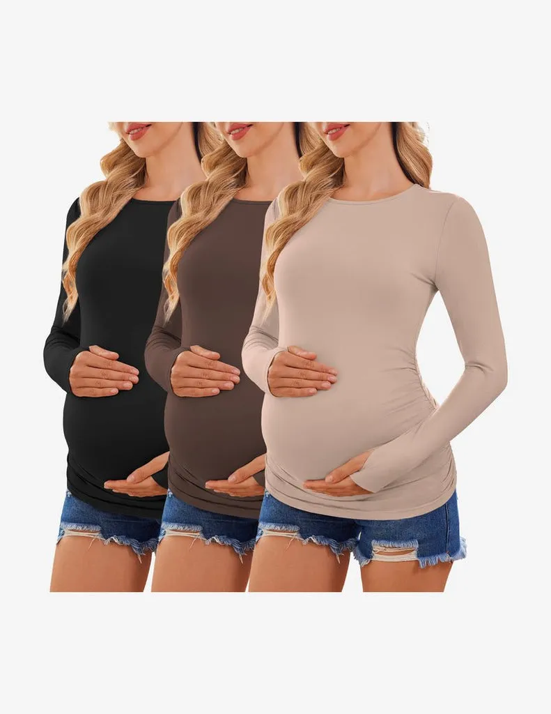 ekouaer-maternity-umstandsshirt-langarm-3er-pack-daumenloch image 1