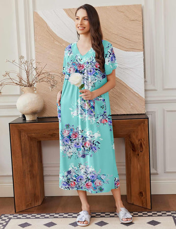 ekouaer-nightgowns-langes-nachthemd-kurzarm-mit-taschen image 5
