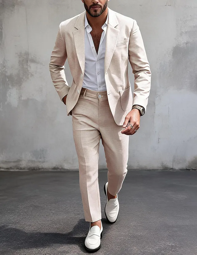 ekouaer-men-slim-fit-2-teiler-anzug-sakko-hose-hochzeit image 1