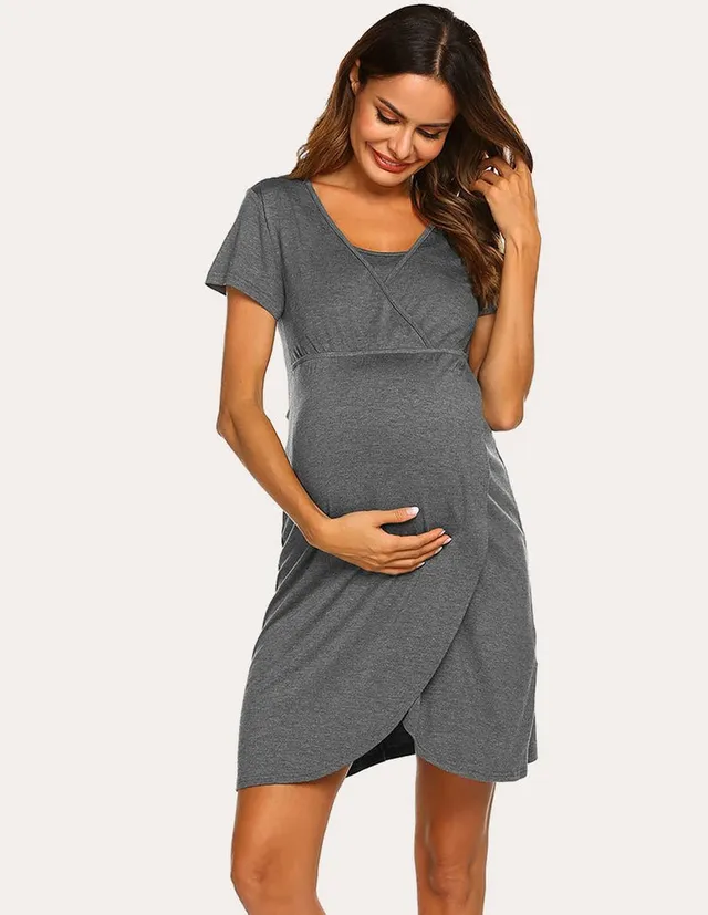 ekouaer-maternity-stillnachthemd-kurzarm-rayon-blickdicht image 1