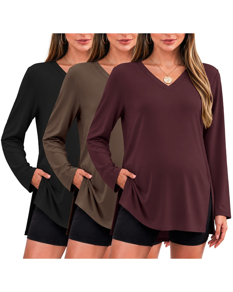 ekouaer-maternity-umstandsshirt-3er-pack-v-ausschnitt-s-xxl image 7