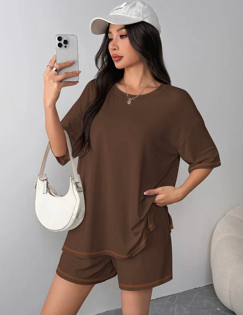 ekouaer-pajama-sets-2-teiler-shorts-pyjama-mit-taschen image 1