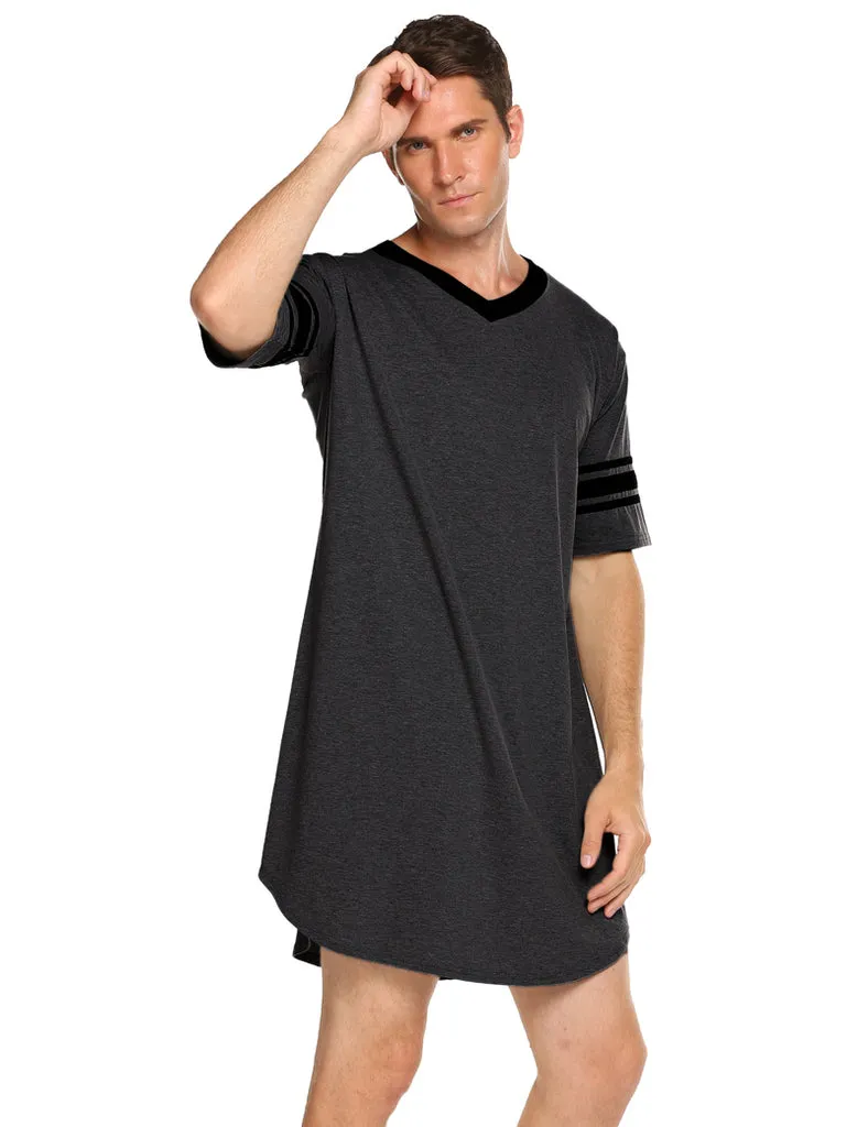 ekouaer-men-schlafshirt-v-ausschnitt-kurzarm-big-tall image 1
