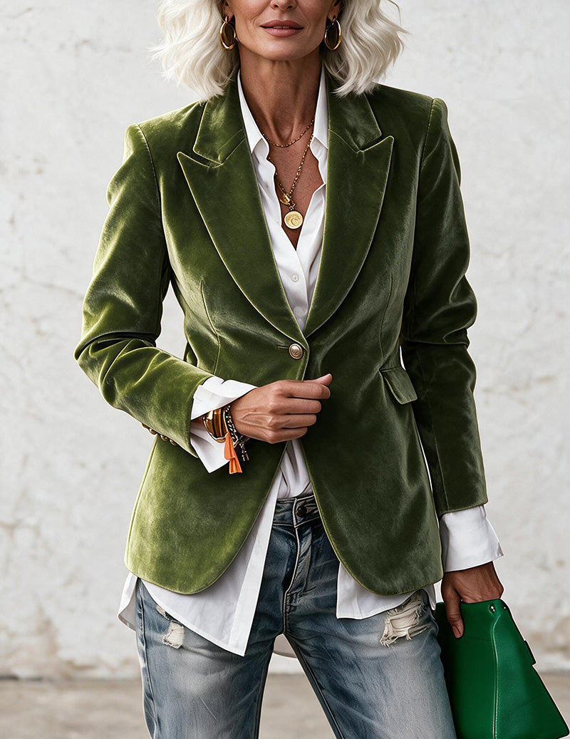 ekouaer-pajama-sets-samt-blazer-slim-fit-dunkelblau image 1