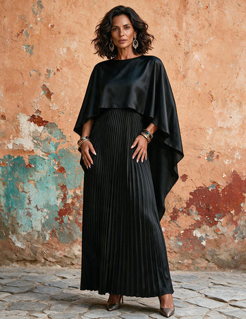 ekouaer-nightgowns-satin-maxikleid-cape-bordeaux image 7
