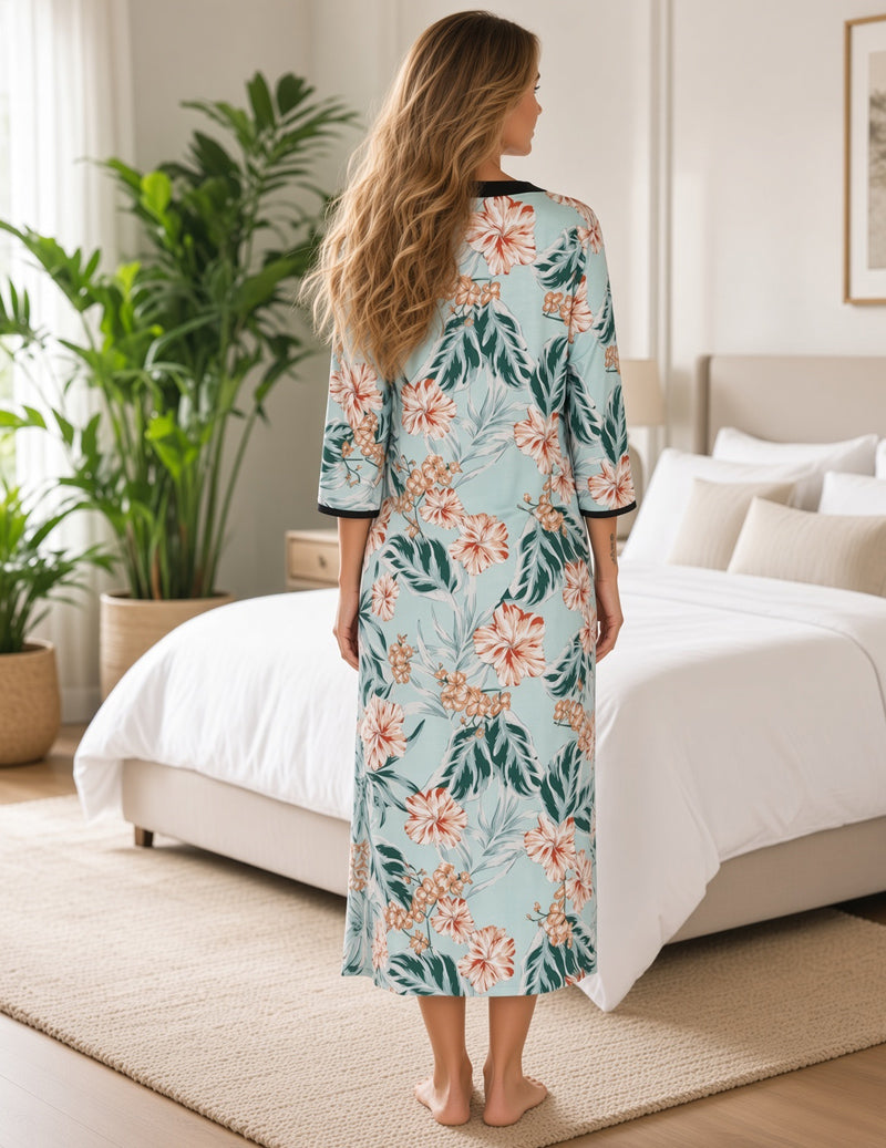 ekouaer-nightgowns-zip-nachthemd-grau-gebl-mt-3-4-arm image 6