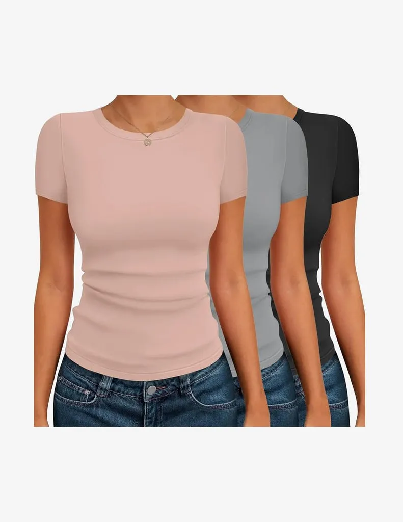 ekouaer-thermals-basic-shirt-damen-3er-pack-kurzarm image 1