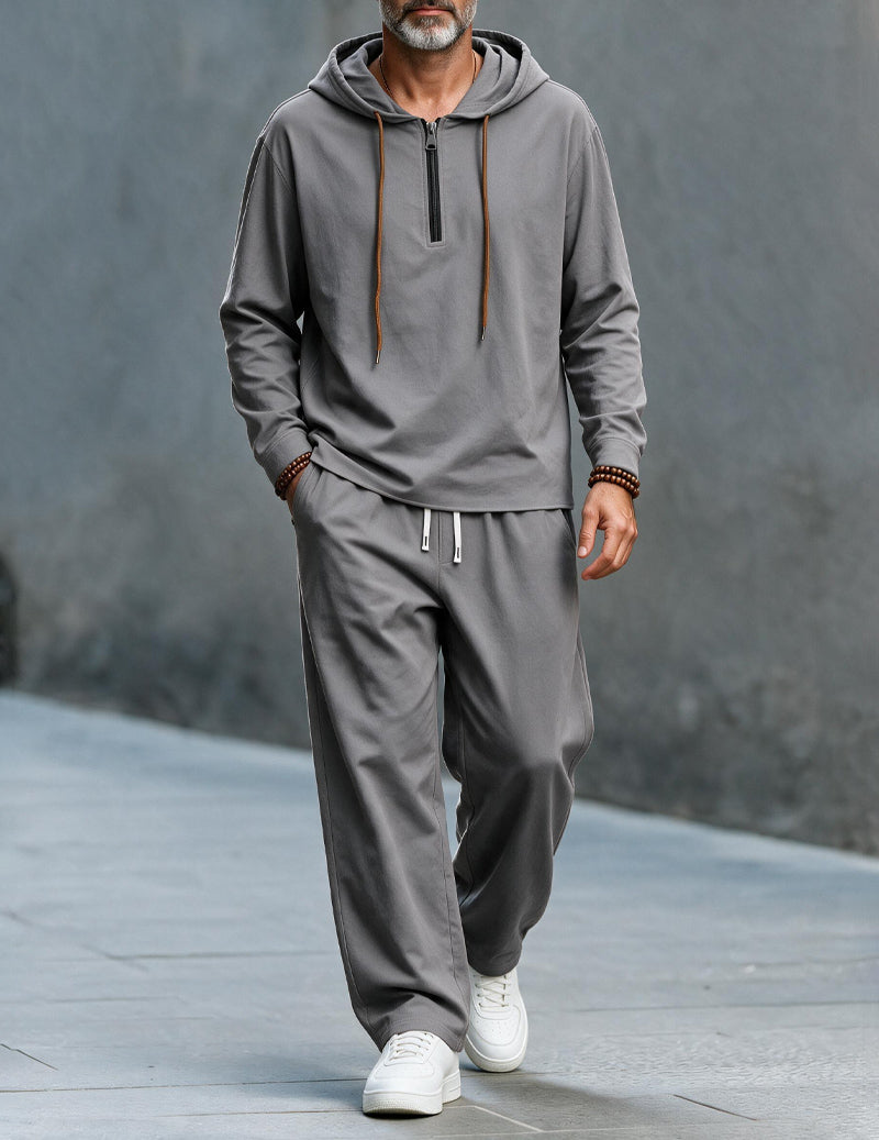 ekouaer-men-leinen-hoodie-set-wide-leg-grau image 1