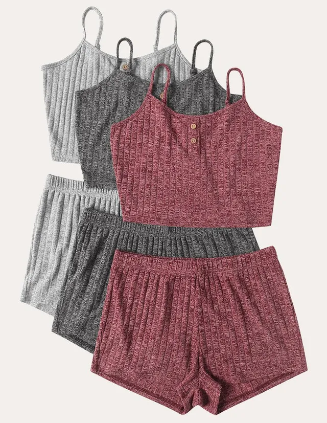 ekouaer-ribbed-cami-pyjama-3er-pack-tr-ger-verstellbar image 1
