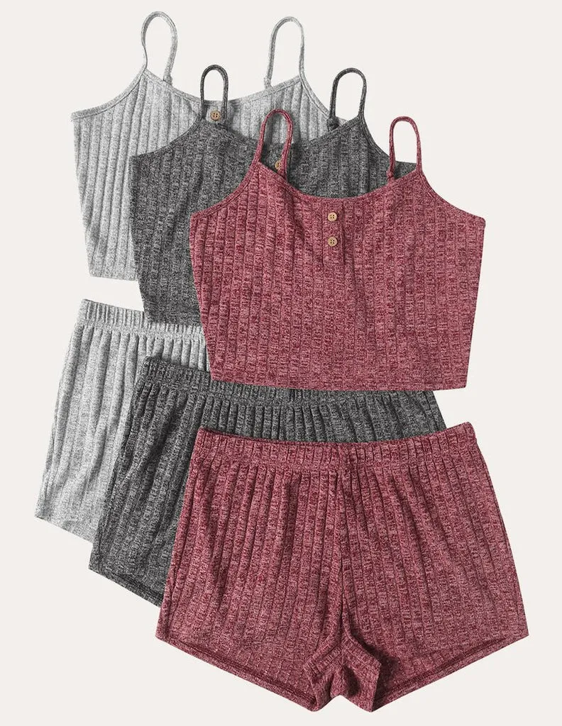 ekouaer-ribbed-cami-pyjama-3er-pack-tr-ger-verstellbar image 1