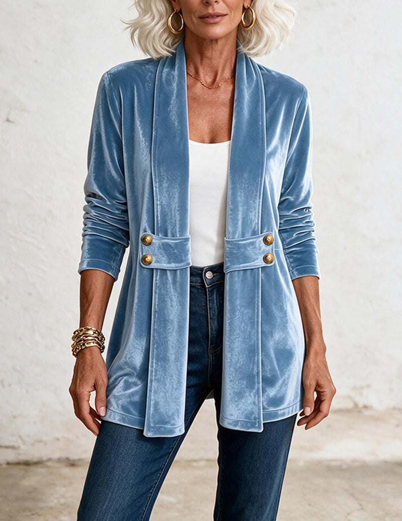 ekouaer-robes-velvet-cardigan-samt-mittellang-offen image 1