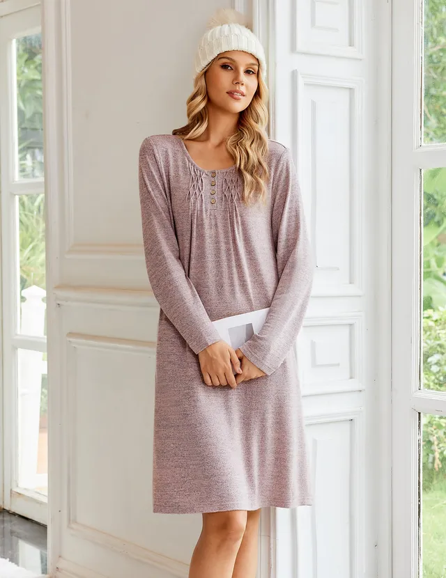 ekouaer-nightgowns-henley-nachthemd-damen-schwarz-l-knielang image 1