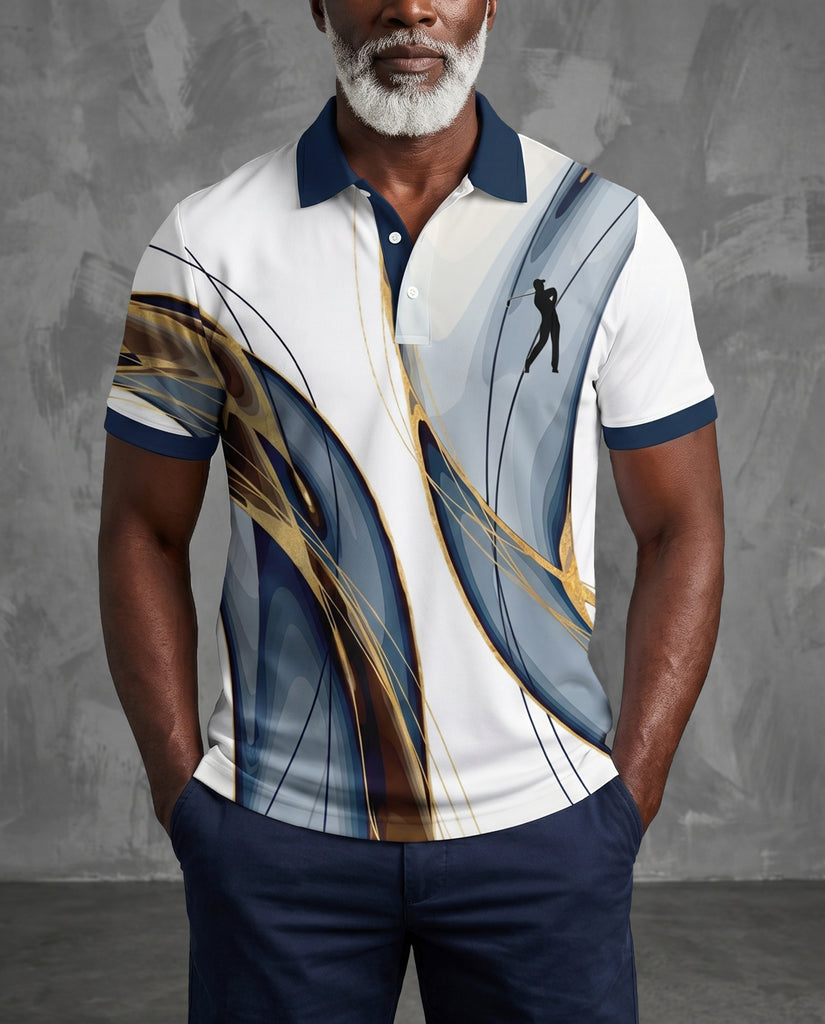 ekouaer-men-polo-white-gold-swirl-polohemd-wei image 1