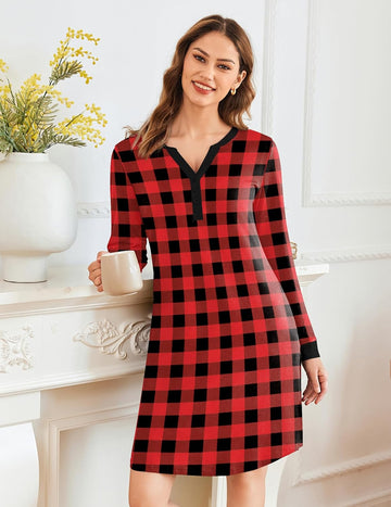 ekouaer-nightgowns-langarm-nachthemd-knielang-mit-taschen image 7