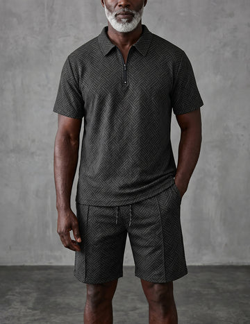ekouaer-herren-set-polo-quarter-zip-shorts-geometrieprint image 5