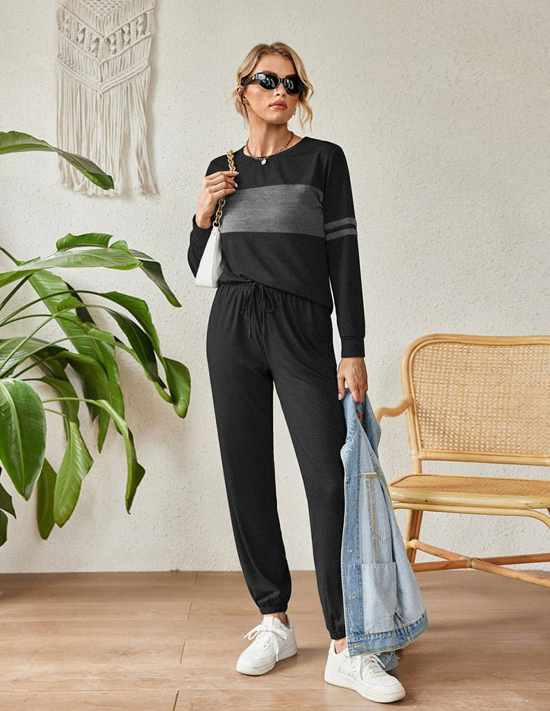 ekouaer-colorblock-sweatsuit-pyjama-set-tasche image 1