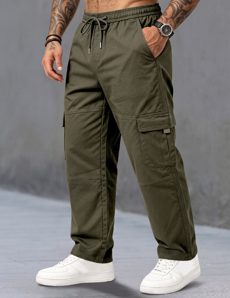 ekouaer-men-cargohose-mit-kordelzug-schwarz-lockerer-sitz image 3