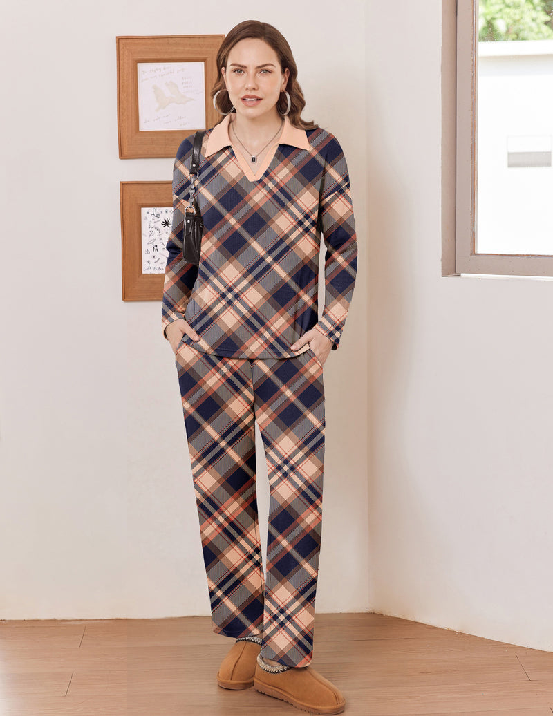 ekouaer-pajama-sets-waffle-knit-langarm-schlafanzug-schwarz-mit-taschen image 7