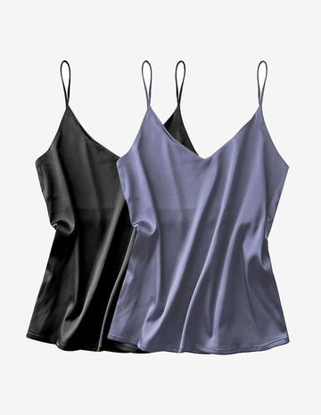 ekouaer-pajama-sets-satin-cami-top-2er-pack-v-ausschnitt image 3