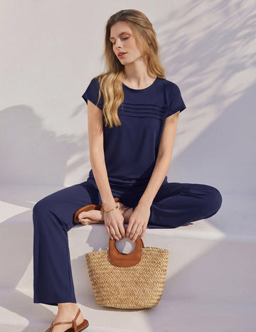 ekouaer-pajama-sets-two-piece-cap-sleeve-pyjama-mit-shorts image 8