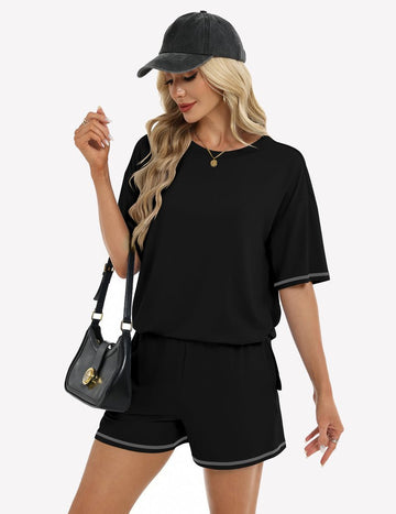 ekouaer-pajama-sets-2-teiler-shorts-pyjama-mit-taschen image 3