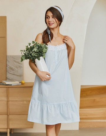 ekouaer-pajama-sets-spitze-schlafkleid-rmellos-mit-kn-pfen image 3