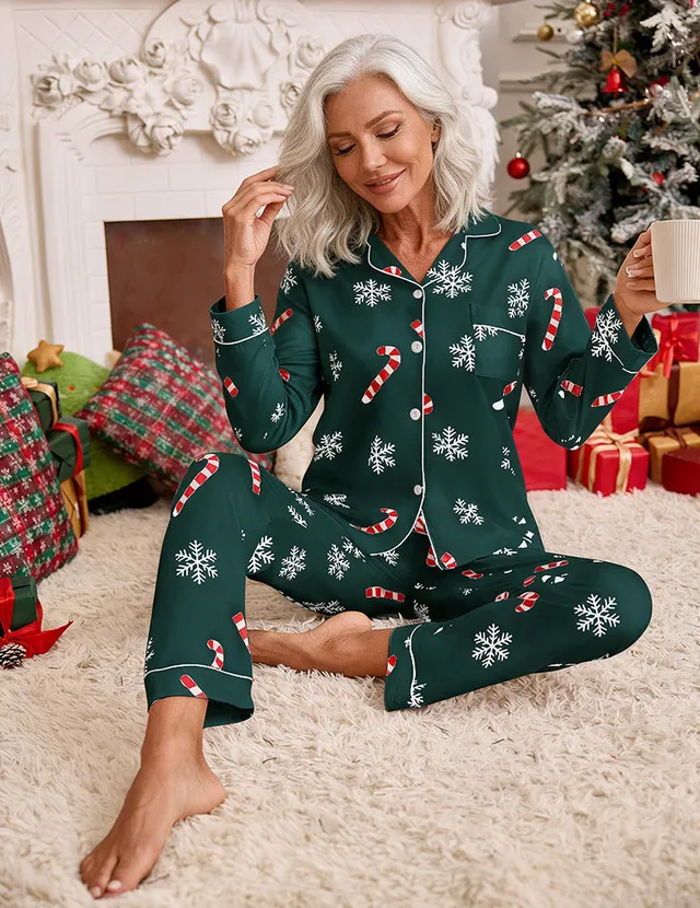 ekouaer-pajama-sets-weihnachtspyjama-rot-karo-2-teilig image 1