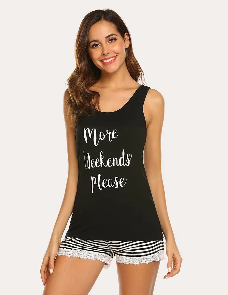 ekouaer-pajama-sets-letter-print-tank-top-shorts-set image 1
