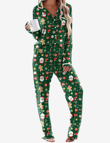 ekouaer-pajama-sets-pyjama-langarm-knopfleiste-2-teilig image 3