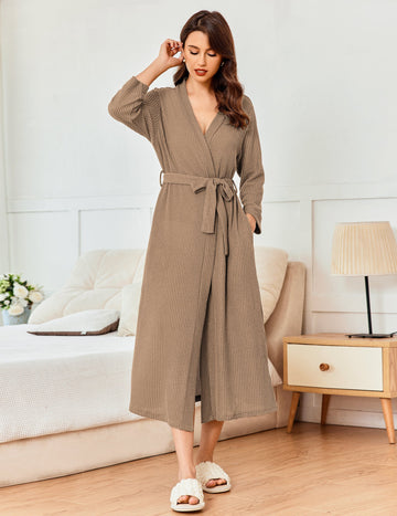 ekouaer-robes-soft-waffle-kimono-robes-morgenmantel-waffel image 3