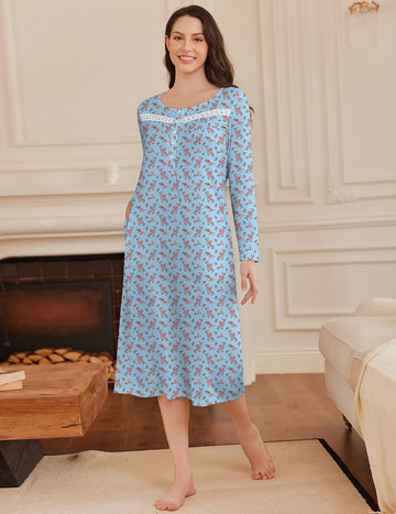 ekouaer-nightgowns-long-button-nachthemd-lang-taschen-kn-pfe image 5