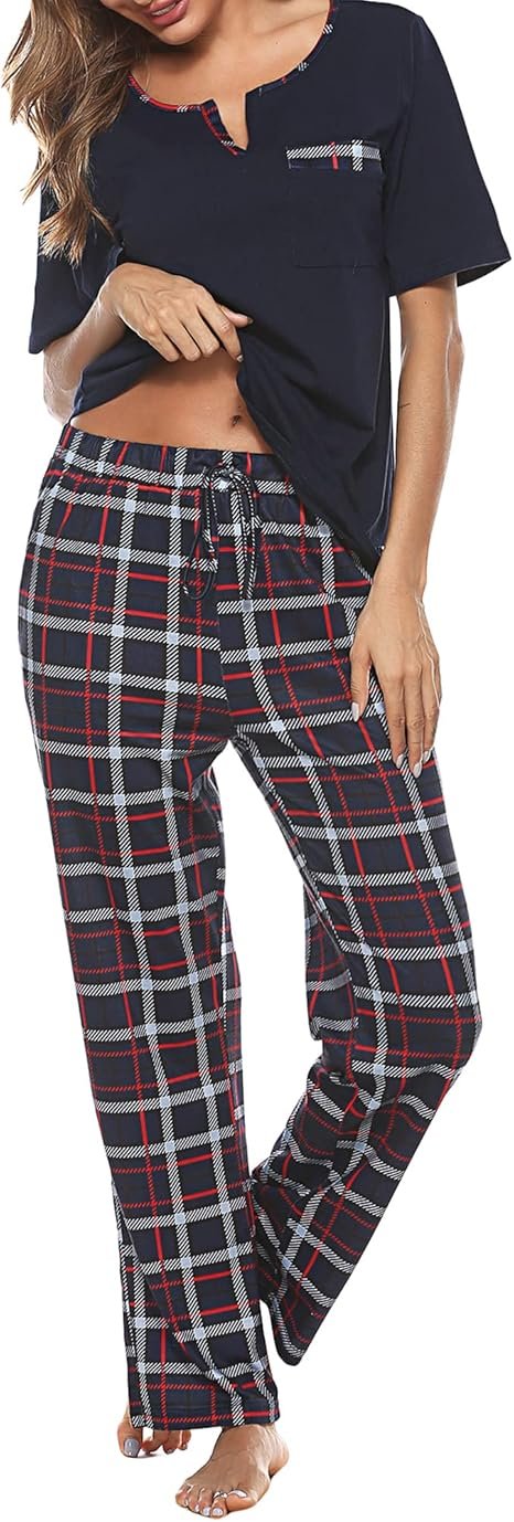bresdk-pyjamas-set-pyjama-kurzarm-kariert-2-teilig-baumwolle image 1