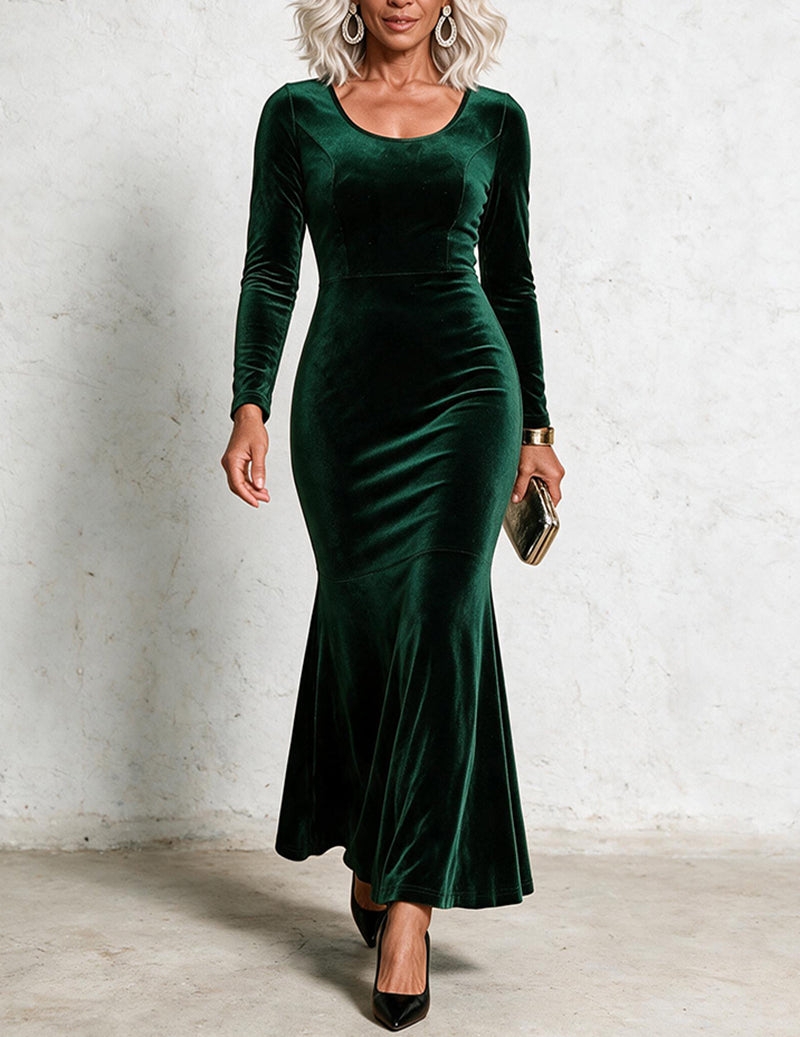ekouaer-velvet-fringe-nachthemd-dunkelgr-n-cape-mermaid image 2