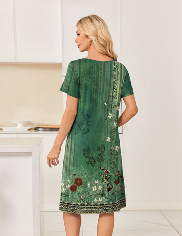 ekouaer-nightgowns-mumu-hauskleid-kurzarm-floral-mit-taschen image 3