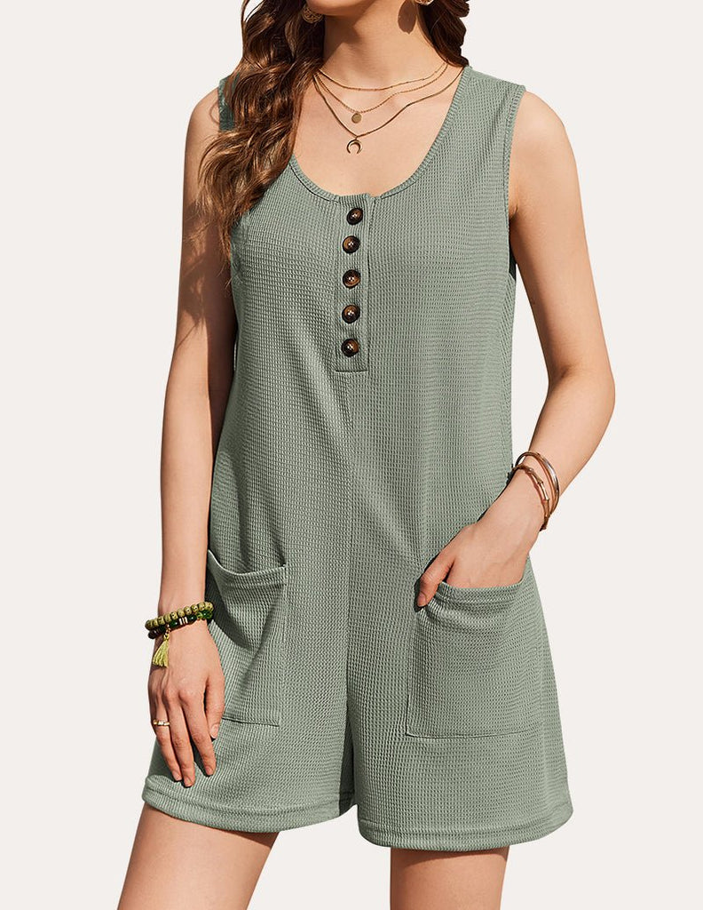 ekouaer-jumpsuits-waffel-overall-kurz-rmellos-mit-kn-pfen image 1