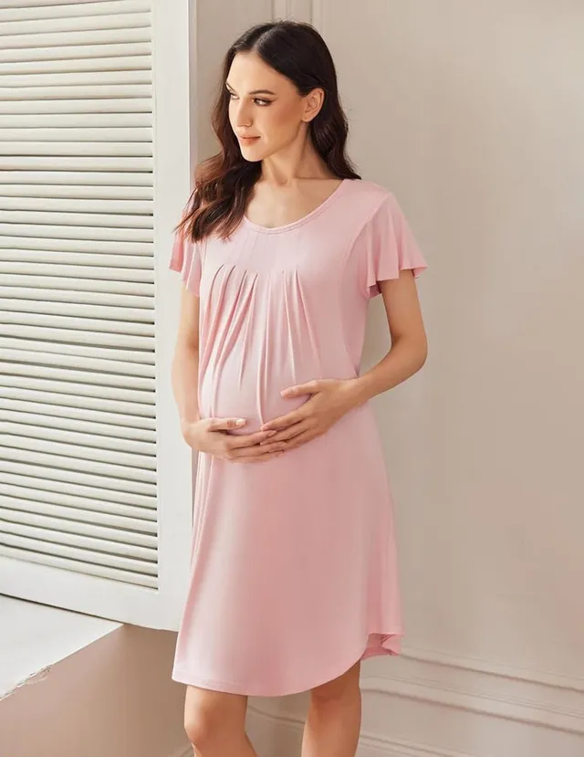 ekouaer-maternity-stillnachthemd-kurzarm-plissee image 1