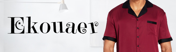 ekouaer-men-classic-satin-schlafanzug-kurzarm-hose image 3